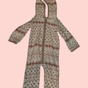 Carter's Pink/White Warm Flannel romper with Furry hood